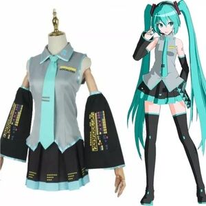 Vocaloid Hatsune Miku Maid Cosplay Costume with With Wig NO Tattoos never worn